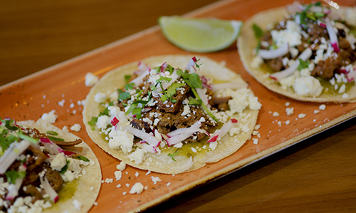 Torre features tacos on corn tortillas for gluten free options
