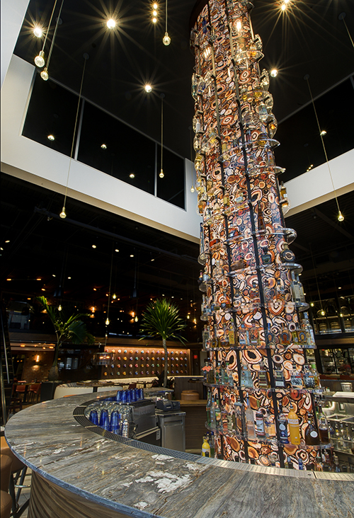 Torre\'s three story tequila tower is home to over 80 varieties of tequila and glows bright visible from Center Valley Parkway Lehigh Valley