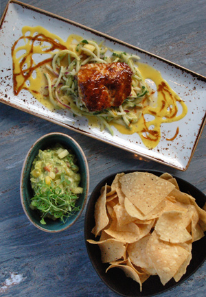 Salmon, guacamole and tortilla chips in Torre\'s modern interpretation of classic Mexican cuisine